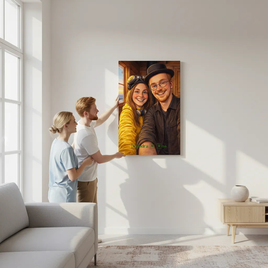 „Heisenberg-Vibe“ Couple-Portrait auf Leinwand – personalisiert