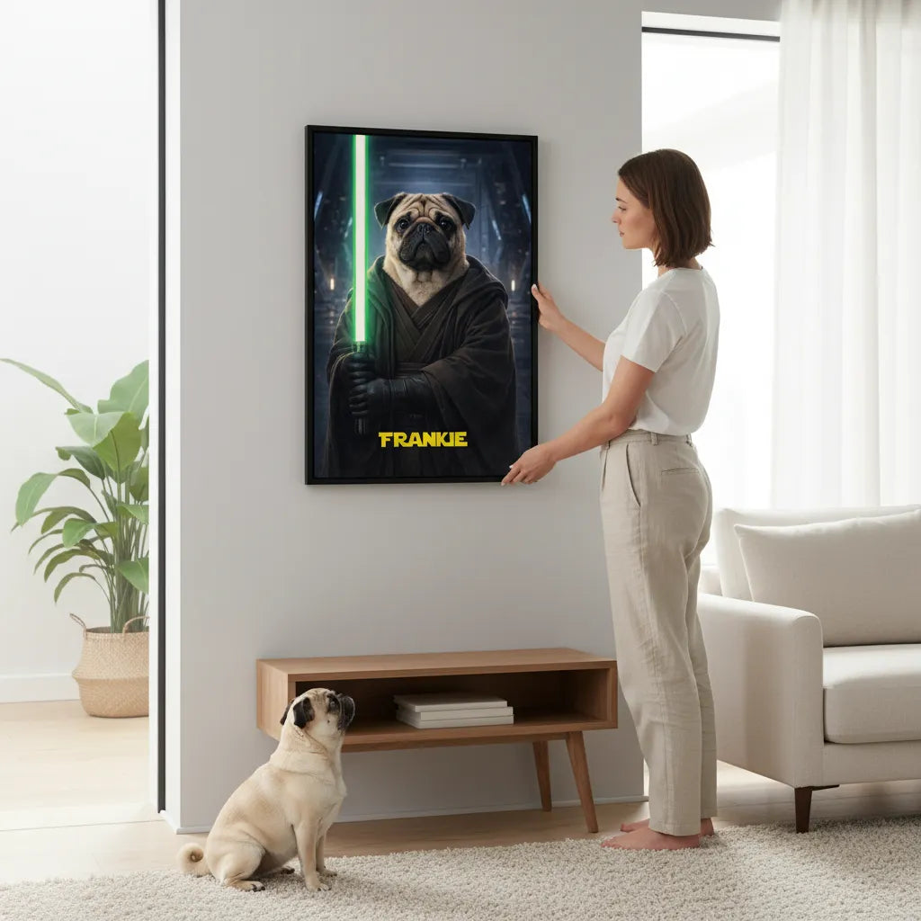 „Jedi-Vibe“ Haustierportrait auf Leinwand – personalisiert