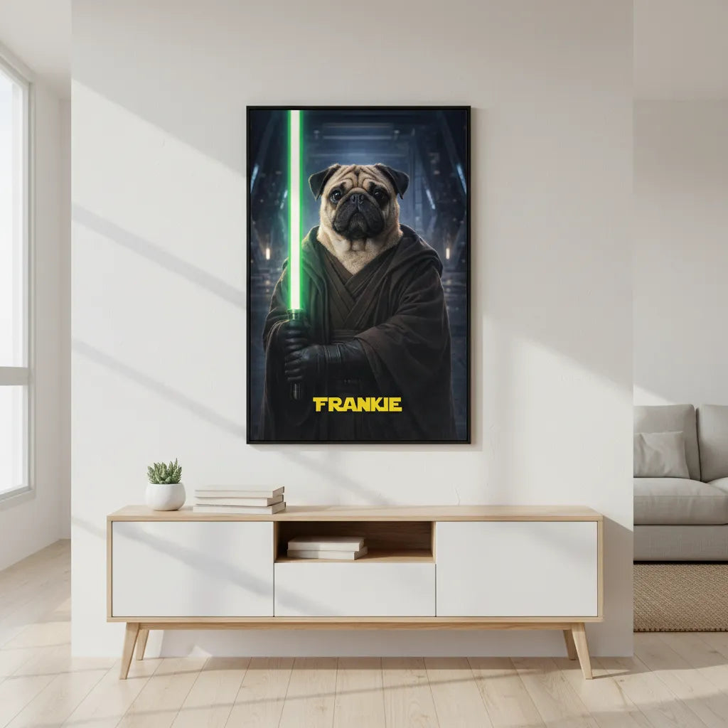 „Jedi-Vibe“ Haustierportrait auf Leinwand – personalisiert