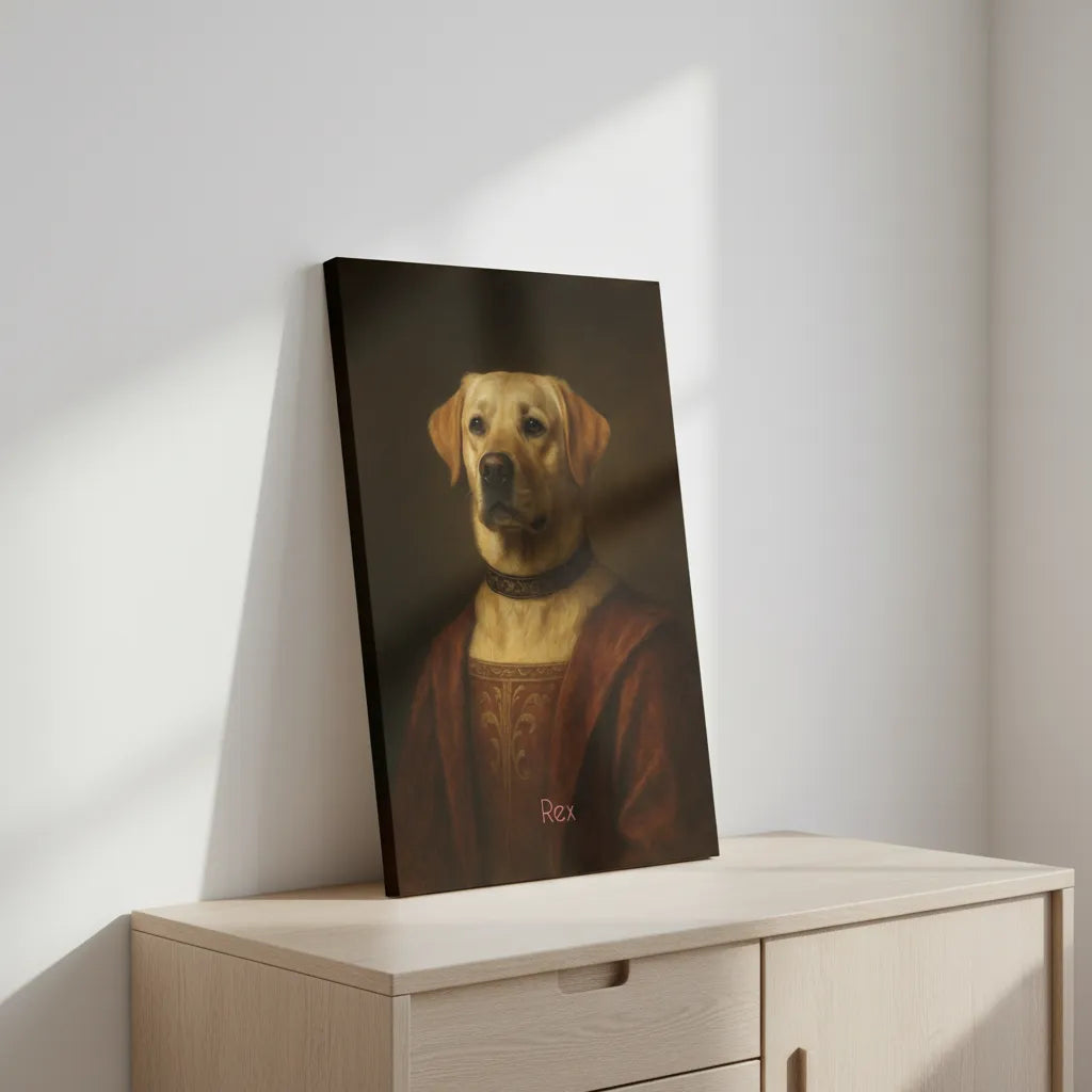 „Noble-Vibe“ Haustierportrait auf Leinwand – personalisiert