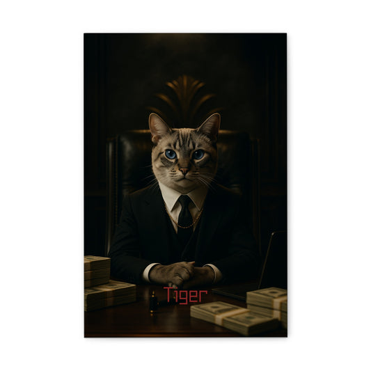 „Business-Boss-Vibe“ Haustierportrait auf Leinwand – personalisiert