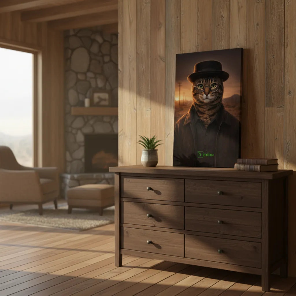 „Heisenberg-Vibe“ Haustierportrait auf Leinwand – personalisiert