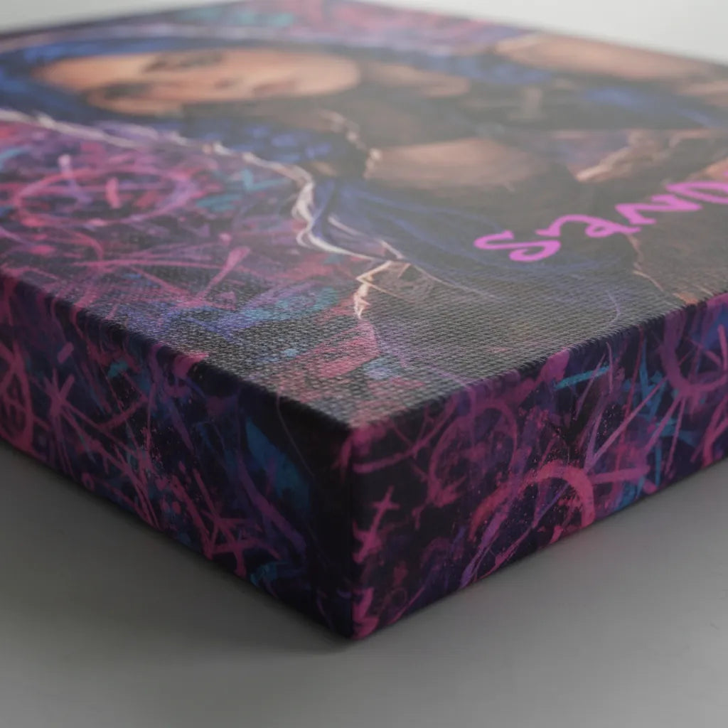 Jinx-Vibe“ Neon-Portrait auf Leinwand – personalisiert