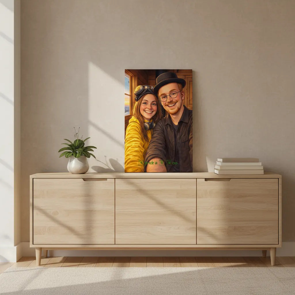 „Heisenberg-Vibe“ Couple-Portrait auf Leinwand – personalisiert