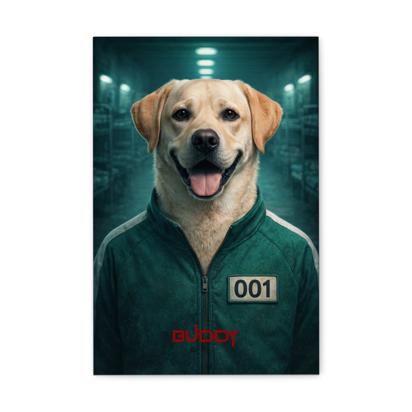 „Player 001-Vibe“ Haustierportrait auf Leinwand – personalisiert