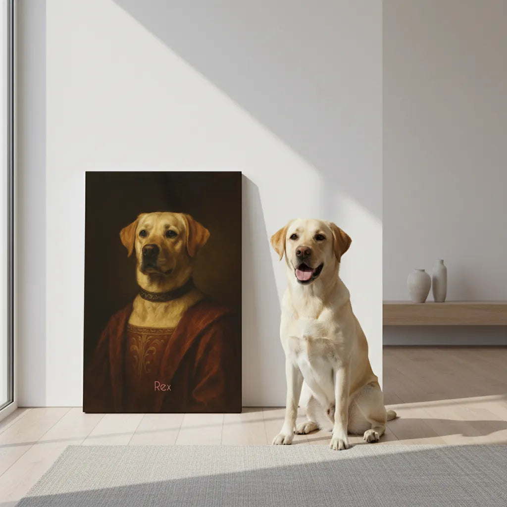 „Noble-Vibe“ Haustierportrait auf Leinwand – personalisiert