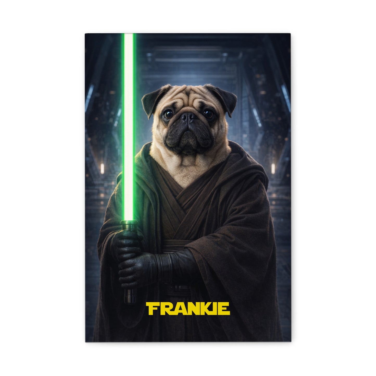 „Jedi-Vibe“ Haustierportrait auf Leinwand – personalisiert