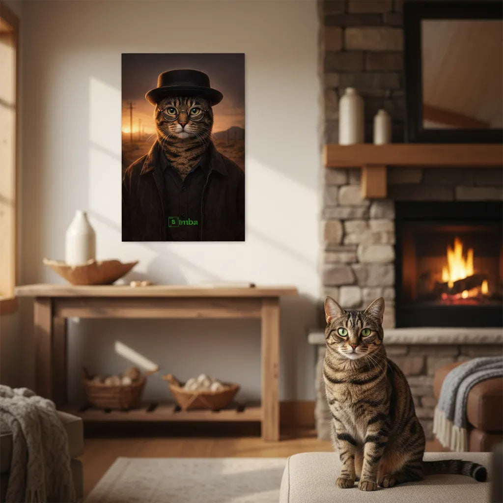 „Heisenberg-Vibe“ Haustierportrait auf Leinwand – personalisiert
