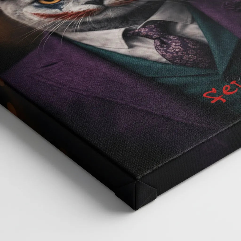 „Joker-Vibe“ Haustierportrait auf Leinwand – personalisiert